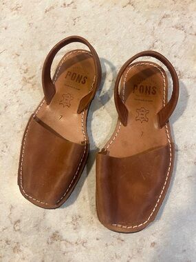 PONS Brown Leather Slingback Sandals size 7